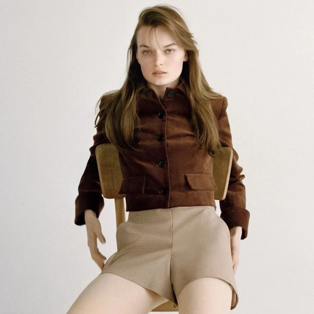 Zara Beige Checkered High Waist Shorts